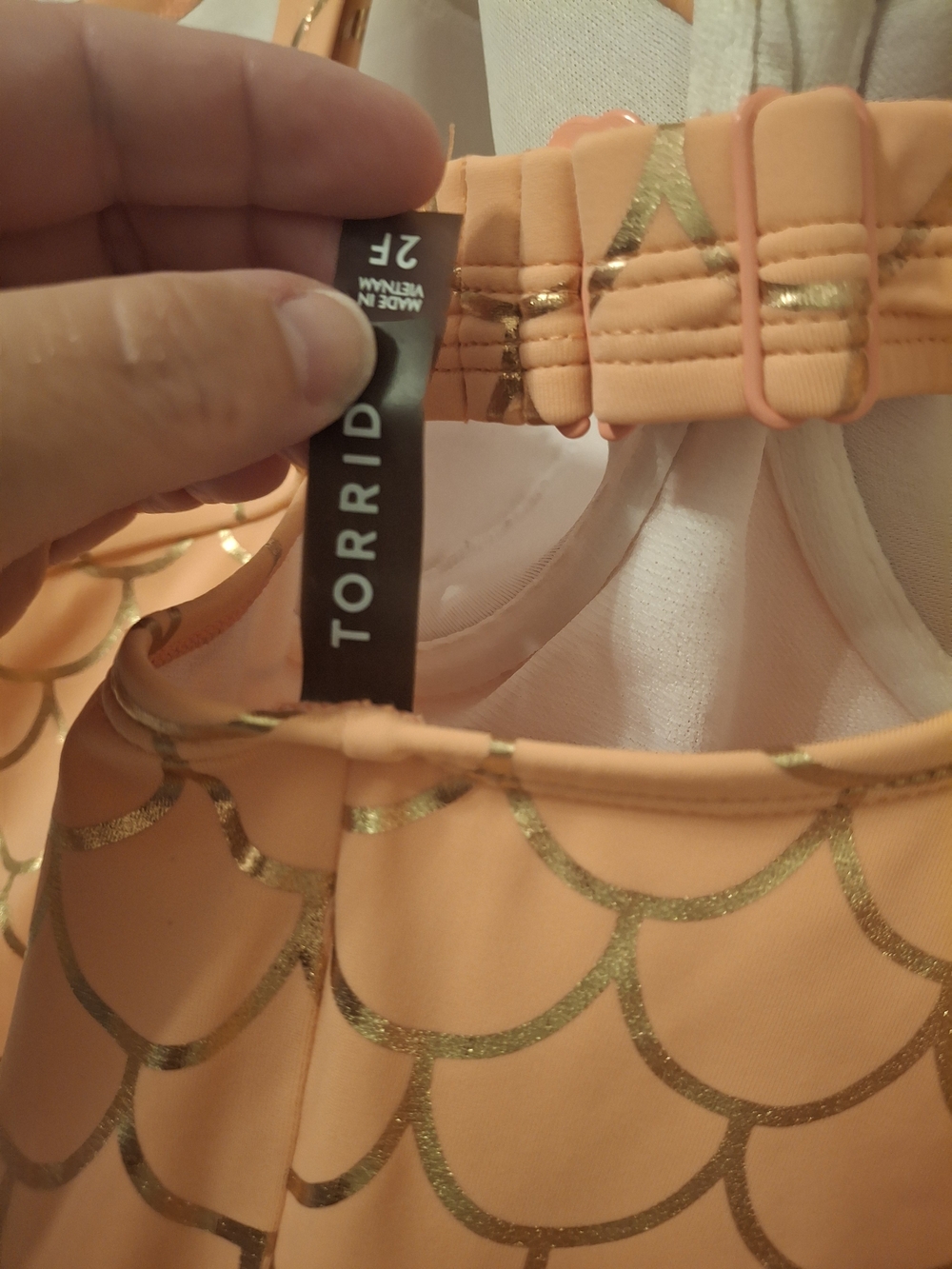 torrid Peach One-Piece Swimsuit with Gold Foil Scale Print - Picture 5 of 5